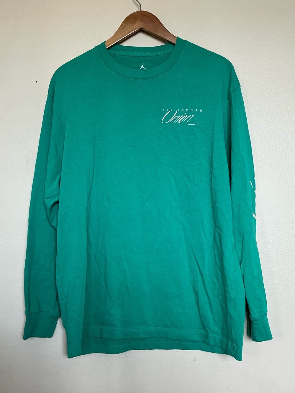 Air Jordan x Union Long Sleeve Crewneck in Teal Green with Script Logo